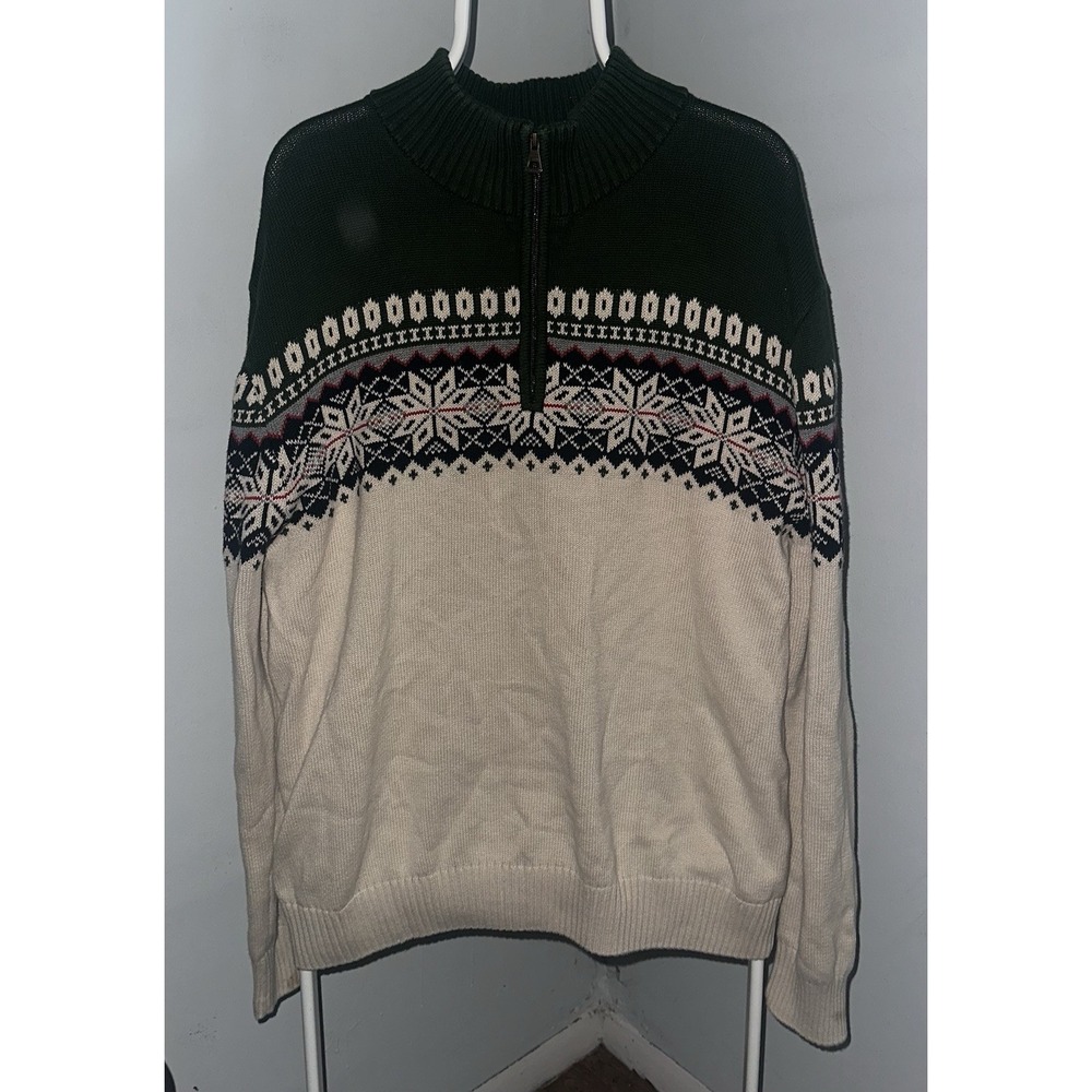 Weatherproof Vintage Men's 1/4 Zip Holiday Sweater Classic Fair Isle Size XXLg
